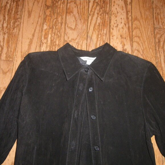 Women's 100% Suede Leather Casual Button Up Shirt - Picture 2 of 3
